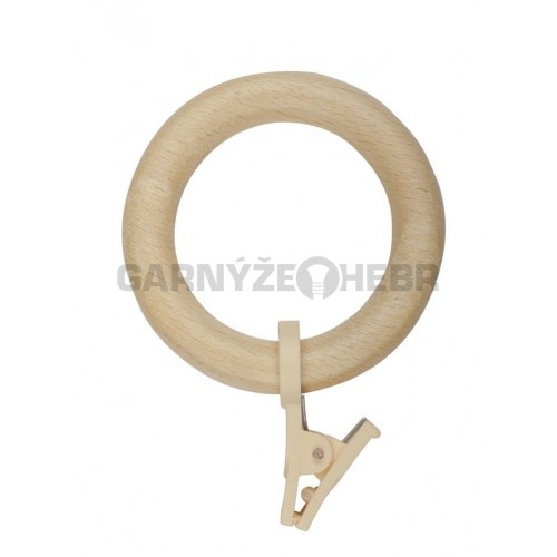 Kroužek s žabkou dřevěný pro tyč 28mm - odstín borovice