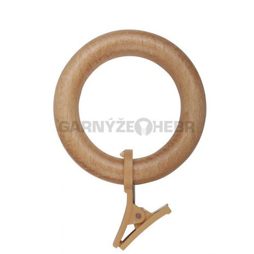 Kroužek s žabkou dřevěný pro tyč 28mm - odstín buk