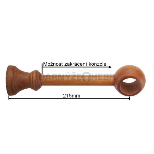 Konzole 1-řadá dřevěná pro tyč 28mm - třešeň