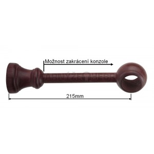 Konzole 1-řadá dřevěná pro tyč 28mm - mahagon