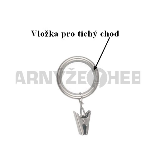 Kroužek s žabkou pro tyč 19mm - satina