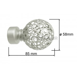 Kovová garnýž 2,4m, dvouřadé - dvojité, koule retro, matná stříbrná