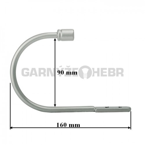 Uchycení závěsů Hák - matná stříbrná