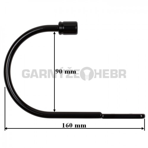 Uchycení závěsů Hák - černá