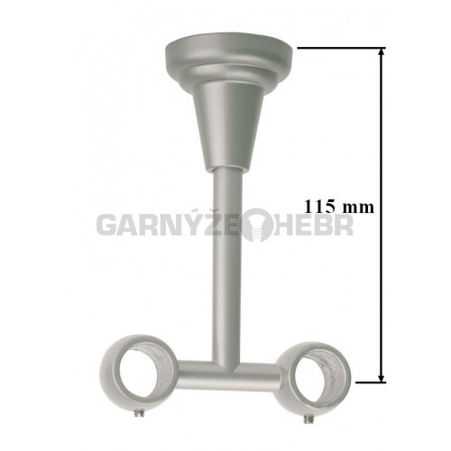 Stropní konzole 2-řadá pro tyč 16mm - matná stříbrná