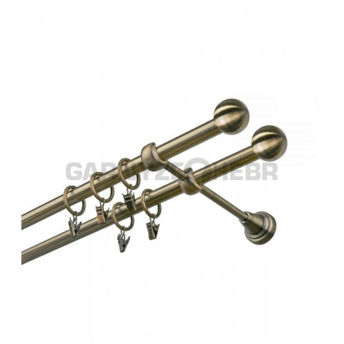 Garnýž kovová 200 cm dvouřadá - dvojitá 19 Koule mosaz