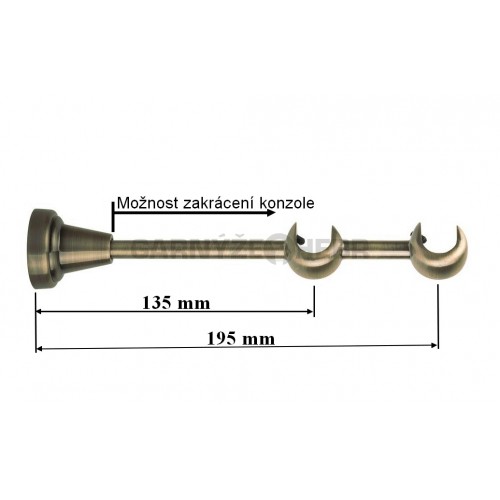 Konzole 2-řadá pro tyč 19mm - mosaz