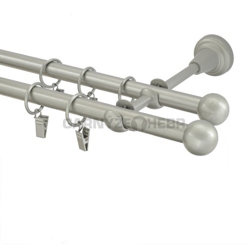Garnýž kovová 180 cm dvouřadá - dvojitá 16 koule matná stříbrná