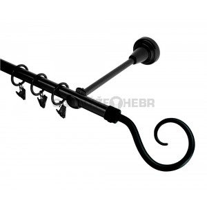 Garnýž kovová 1,6m, Hák, černá / záclonová tyč