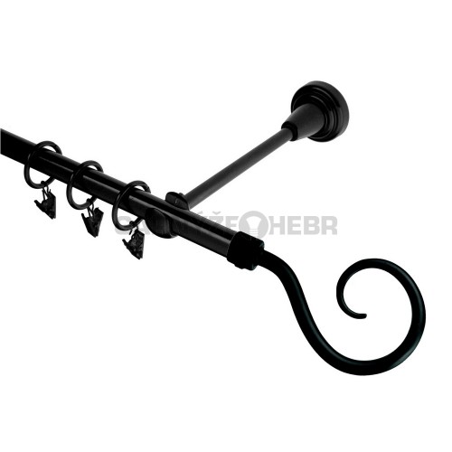 Garnýž kovová 230 cm jednořadá 16 Hák černá