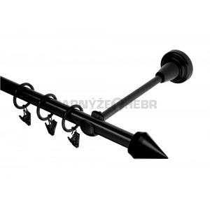 Garnýž kovová 1,6m, Hrot, černá / záclonová tyč