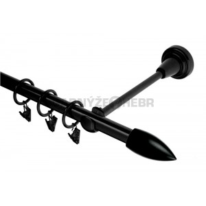 Garnýž kovová 2m, Špice, černá / záclonová tyč