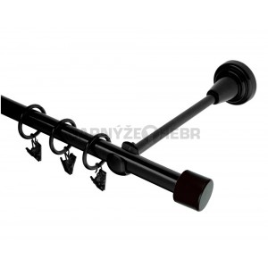 Garnýž kovová 1,6m, Válec, černá / záclonová tyč