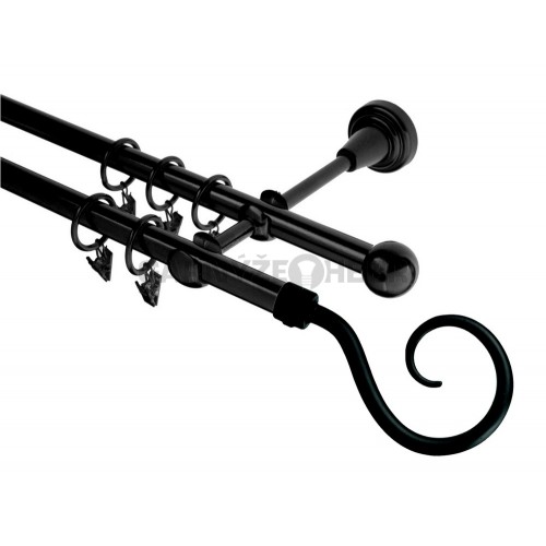 Garnýž kovová 230 cm dvouřadá - dvojitá 16 Hák černá