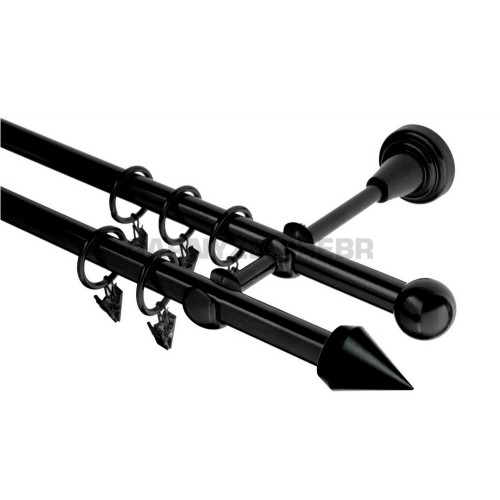 Garnýž kovová 210 cm dvouřadá - dvojitá 16 Hrot černá