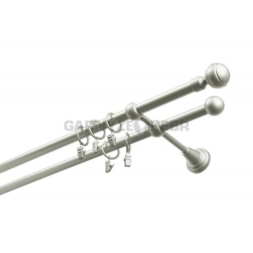 Garnýž kovová 210 cm dvouřadá - dvojitá 16 paola matná stříbrná