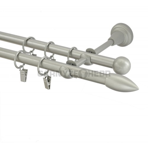 Garnýž kovová 100 cm dvouřadá - dvojitá 16 špice matná stříbrná