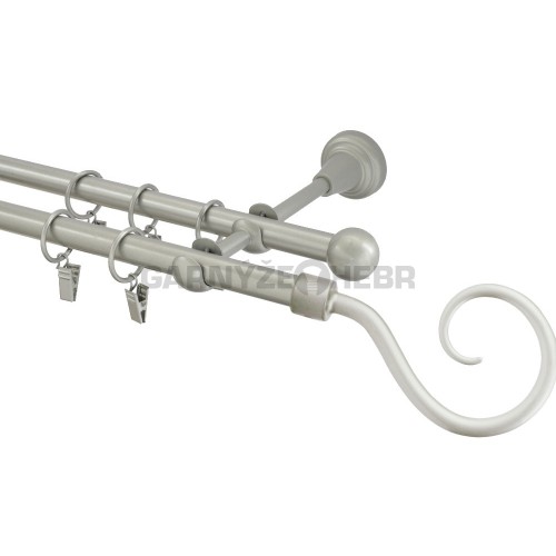 Garnýž kovová 150 cm dvouřadá - dvojitá 16 hák matná stříbrná