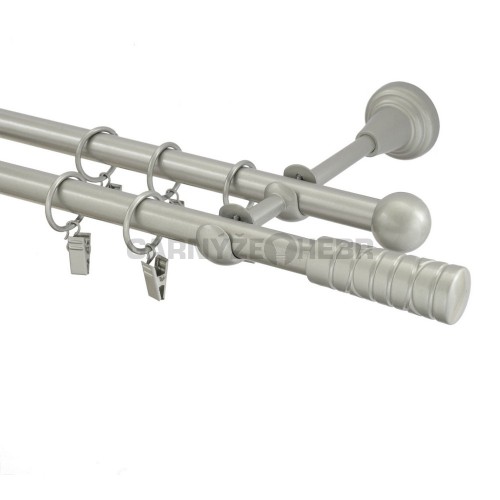 Garnýž kovová 190 cm dvouřadá - dvojitá 16 torino matná stříbrná