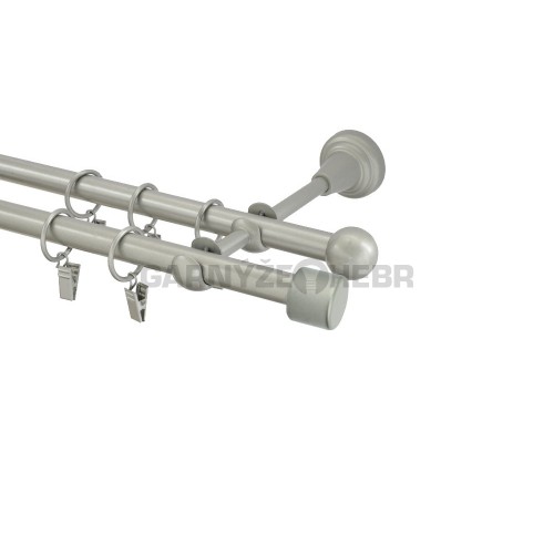 Garnýž kovová 110 cm dvouřadá - dvojitá 16 válec matná stříbrná