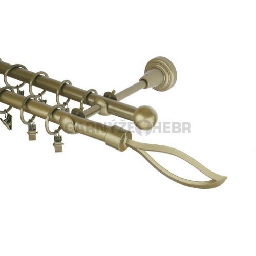 Garnýž kovová 150 cm dvouřadá - dvojitá 16 blesk zlatá antik