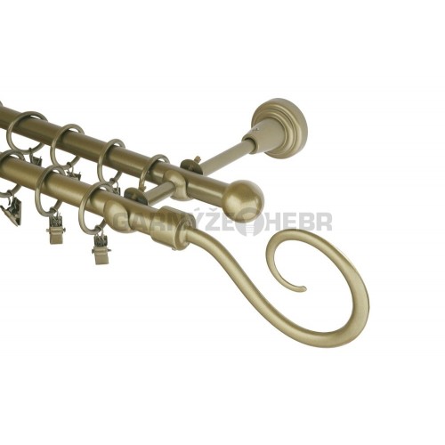 Garnýž kovová 180 cm dvouřadá - dvojitá 16 hák zlatá antik