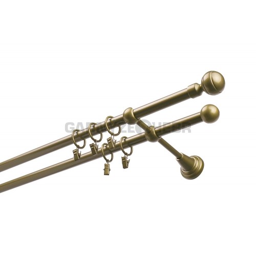 Garnýž kovová 150 cm dvouřadá - dvojitá 16 paola zlatá antik