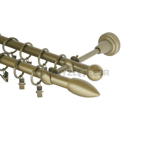 Garnýž kovová 230 cm dvouřadá - dvojitá 16 špice zlatá antik