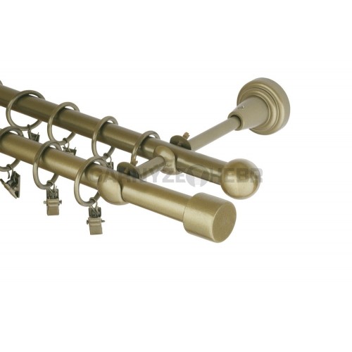 Garnýž kovová 100 cm dvouřadá - dvojitá 16 válec zlatá antik