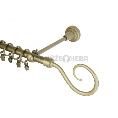 Garnýž kovová 180 cm jednořadá 16 hák zlatá antik