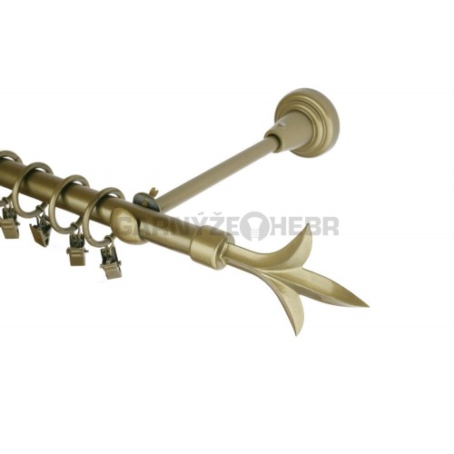 Garnýž kovová 170 cm jednořadá 16 lilie zlatá antik