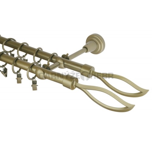 Garnýž kovová 190 cm dvouřadá - dvojitá 16 blesk double zlatá antik