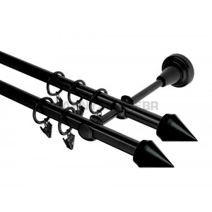 Garnýž kovová 2m, dvouřadá - dvojitá, Hrot double, černá