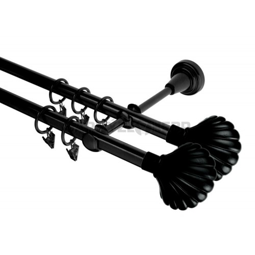 Garnýž kovová 100 cm dvouřadá - dvojitá 16 Mušle double černá