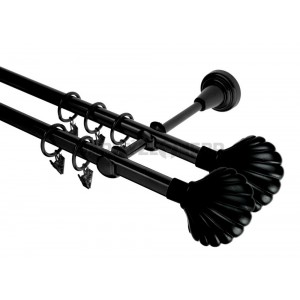 Garnýž kovová 1,6m, dvouřadá - dvojitá, Mušle double, černá