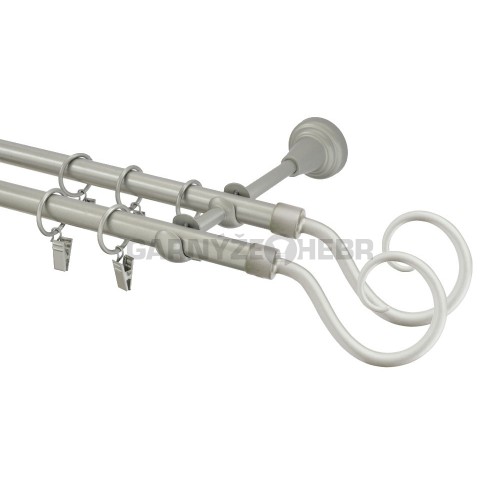 Garnýž kovová 110 cm dvouřadá - dvojitá 16 hák double matná stříbrná