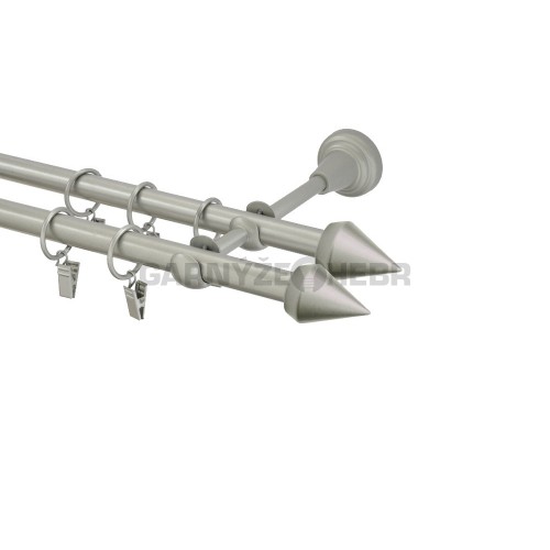 Garnýž kovová 180 cm dvouřadá - dvojitá 16 hrot double, matná stříbrná