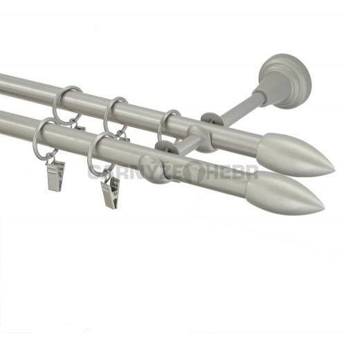 Garnýž kovová 220 cm dvouřadá - dvojitá 16 špice double matná stříbrná