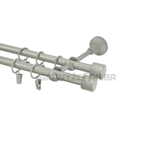 Garnýž kovová 140 cm dvouřadá - dvojitá 16 válec double matná stříbrná