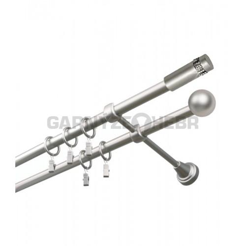 Garnýž kovová 180 cm dvouřadá - dvojitá 19 Cylinder crystal satina