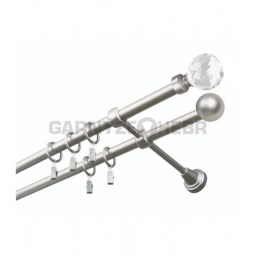 Garnýž kovová 150 cm dvouřadá - dvojitá 19 Koule crystal satina