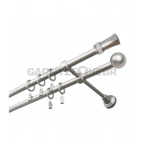 Garnýž kovová 180 cm dvouřadá - dvojitá 19 Pluton crystal satina