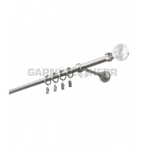 Garnýž kovová 140 cm jednořadá 19 Koule crystal satina