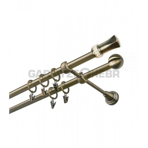 Garnýž kovová 230 cm dvouřadá - dvojitá 19 Pluton crystal mosaz