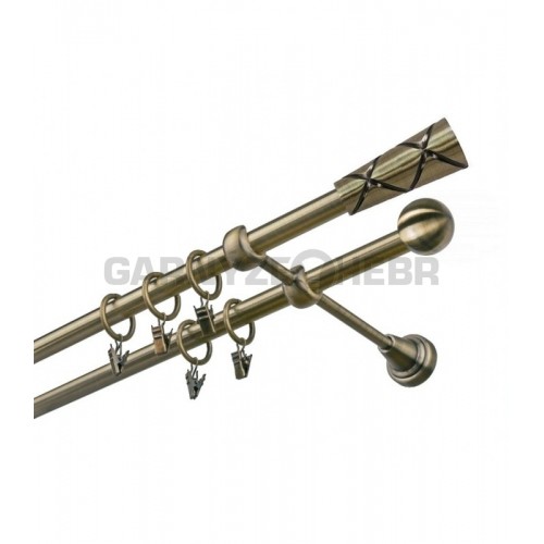 Garnýž kovová 230 cm dvouřadá - dvojitá 19 Trapezium mosaz