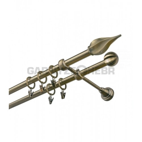 Garnýž kovová 100 cm dvouřadá - dvojitá 19 Twister mosaz