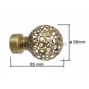 Kovová garnýž 25 mm, 1,6m, dvouřadá - dvojitá, koule retro, antická zlatá