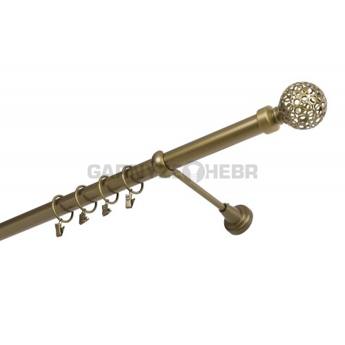 Garnýž kovová 130 cm jednořadá 25 koule retro zlatá antik