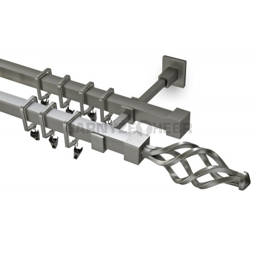 Garnýž kovová 130 cm dvouřadá - dvojitá 20x20 Azur matná stříbrná