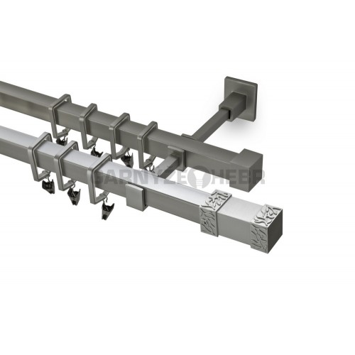 Garnýž kovová  130 cm dvouřadá - dvojitá 20x20 roma matná stříbrná